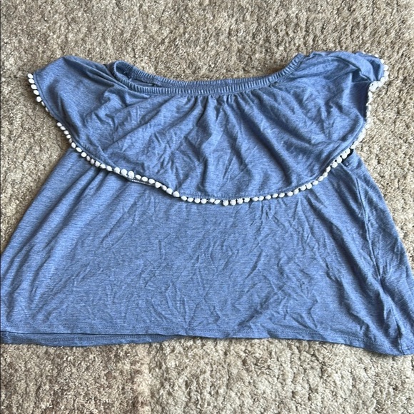 Old Navy Blue Ruffled off the shoulder top​ - Picture 2 of 4